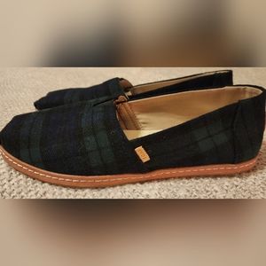 Toms Black Watch Plaid Shoes, Size 10